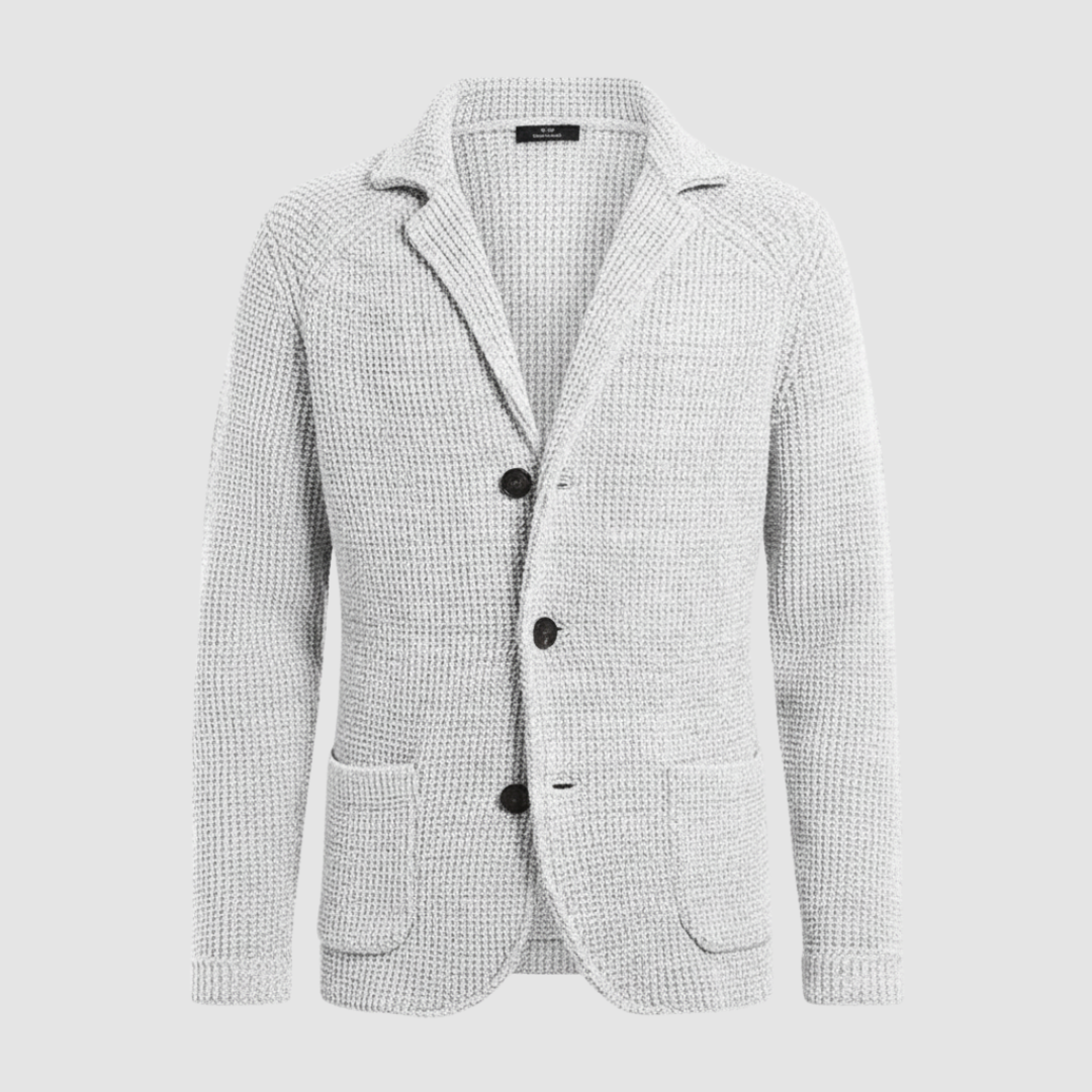 Men's honeycomb knit blazer notched collar two-button closure textured mid-weight versatile jacket