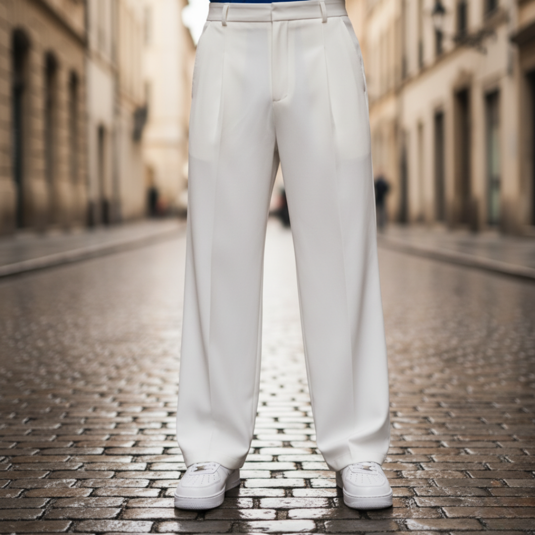 Men's polyester dress pants modern cut versatile casual semi-formal easy care comfortable fit