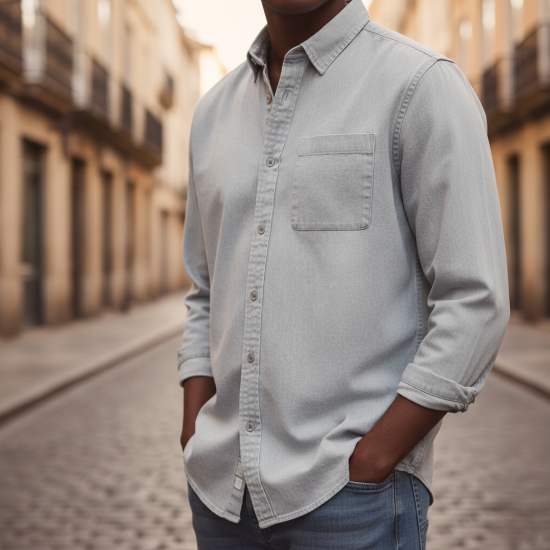 Men's button-down pocket shirt in versatile colors, classic fit for business casual and everyday wear