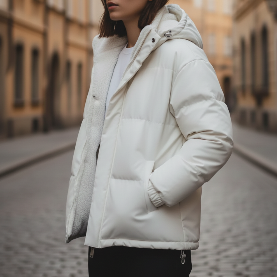 Women's black waterproof down jacket with faux fur trim hood, windproof insulated puffer coat