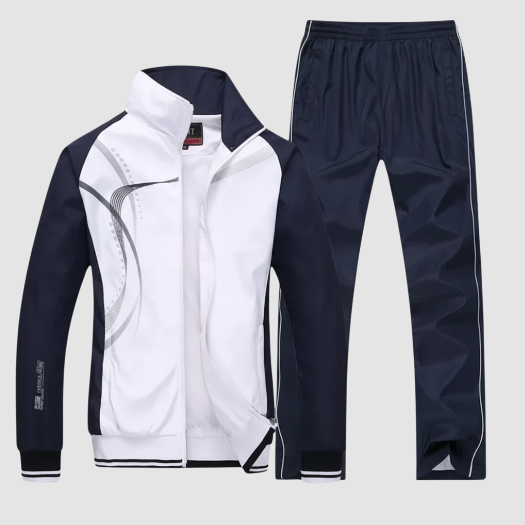 Men's mid-length winter coat with lined layered collar, button front closure, and internal zipper