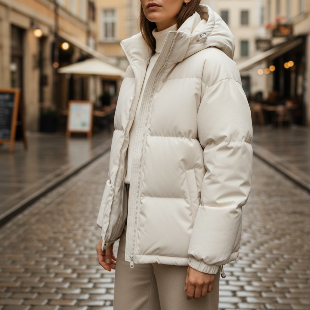 Unisex hooded down jacket extreme cold padded warmth full-zip adjustable hood winter coat
