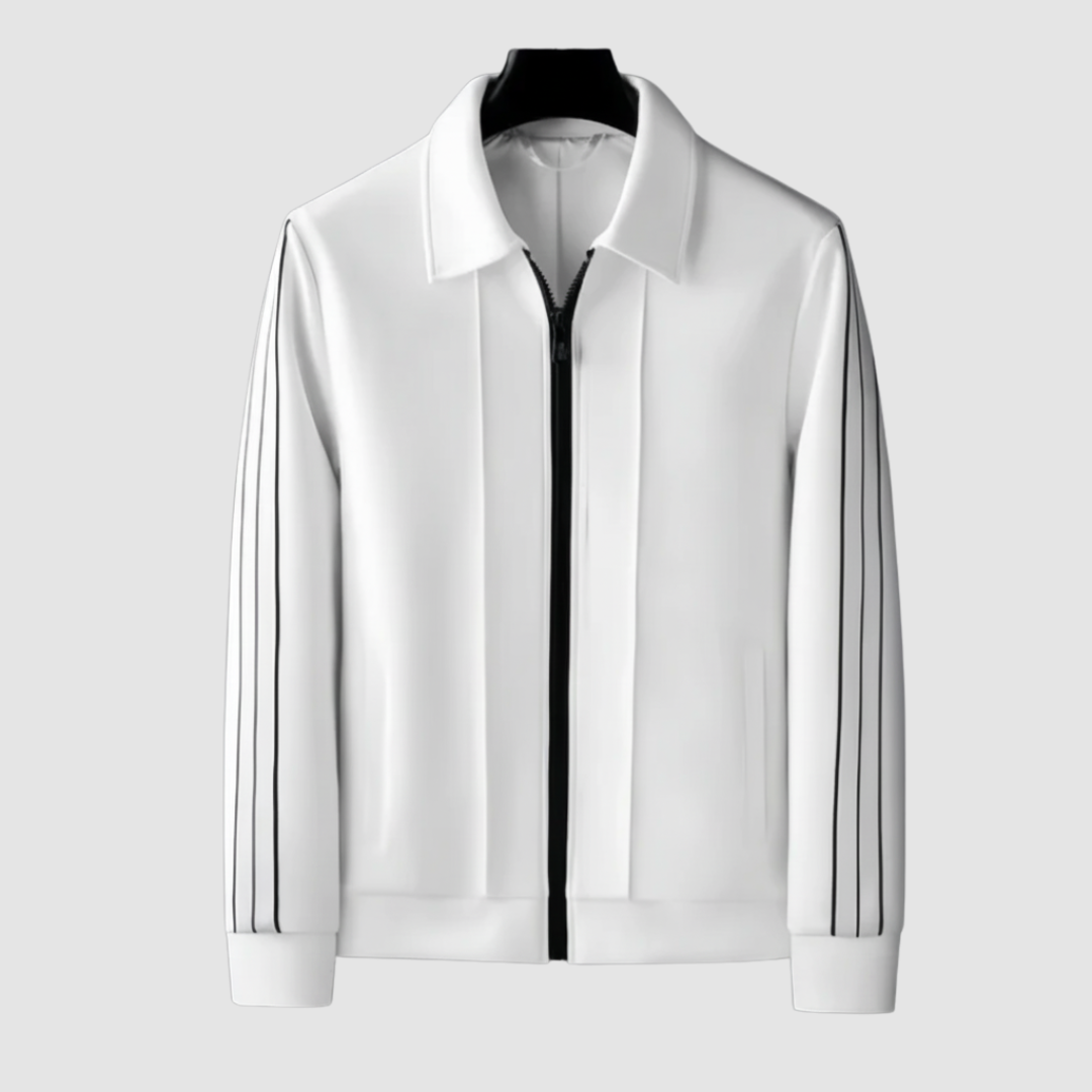 Men's lightweight zip jacket with side stripes, classic collar, sporty silhouette in versatile style