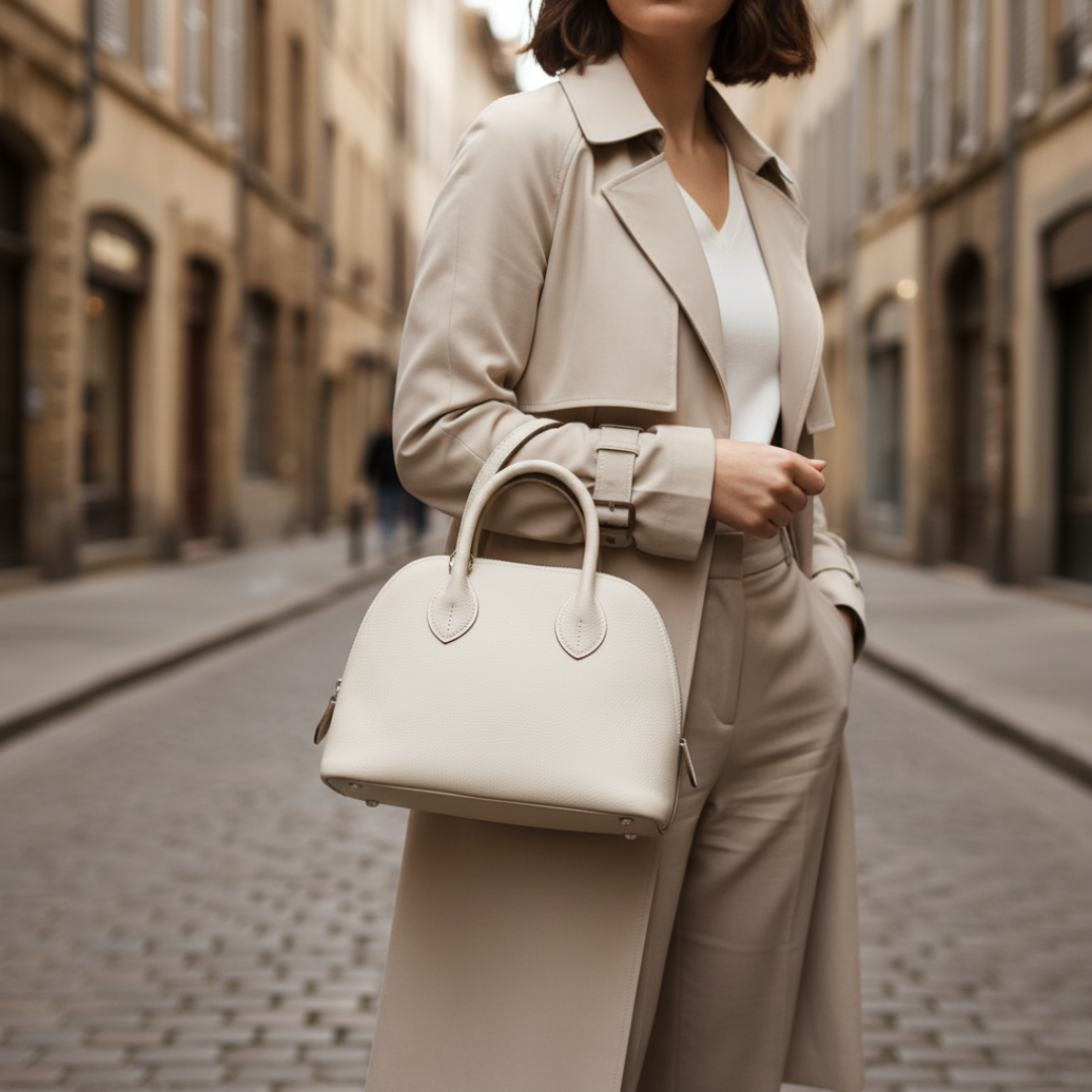 Women's synthetic leather handbag durable handles zip closure versatile everyday formal wear