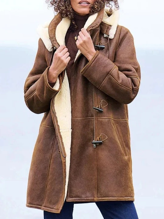 Women's long down jacket black sleek silhouette lightweight winter coat with integrated hood