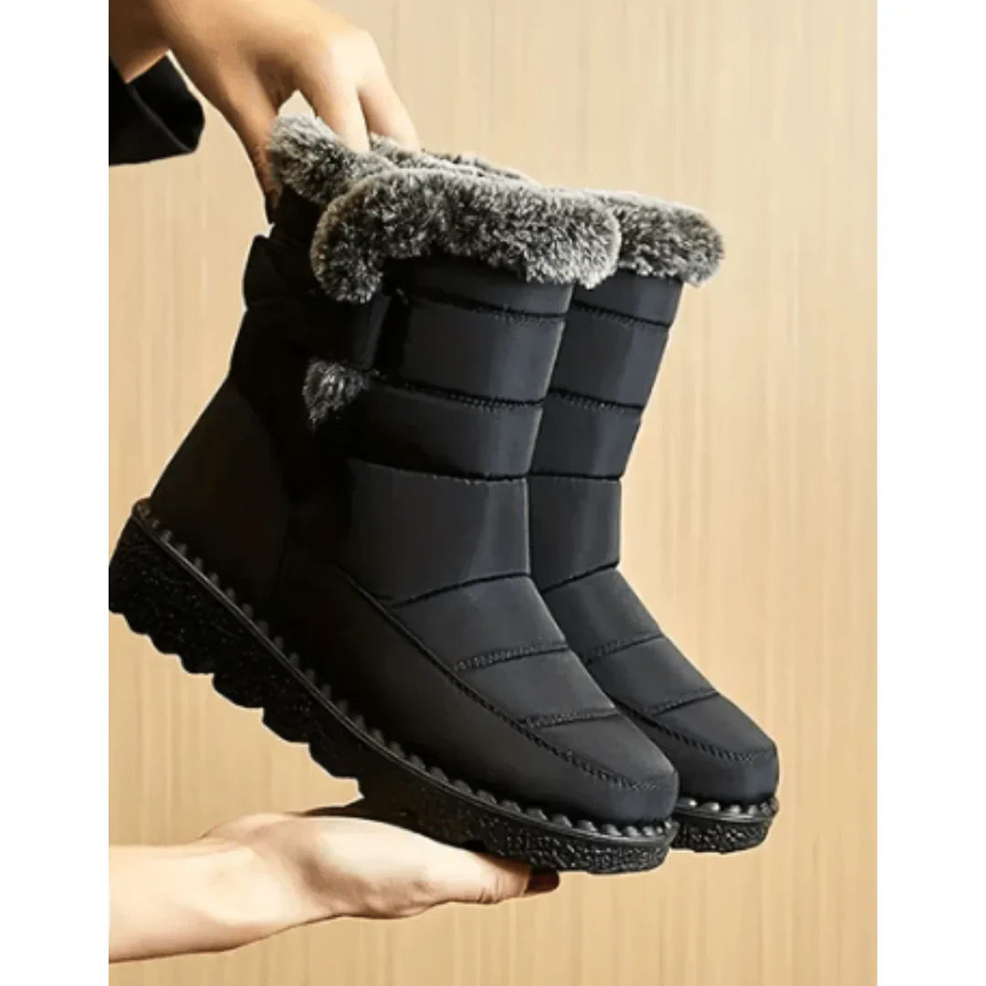 Women's waterproof winter boots with warm insulation, secure fit design for cold weather comfort