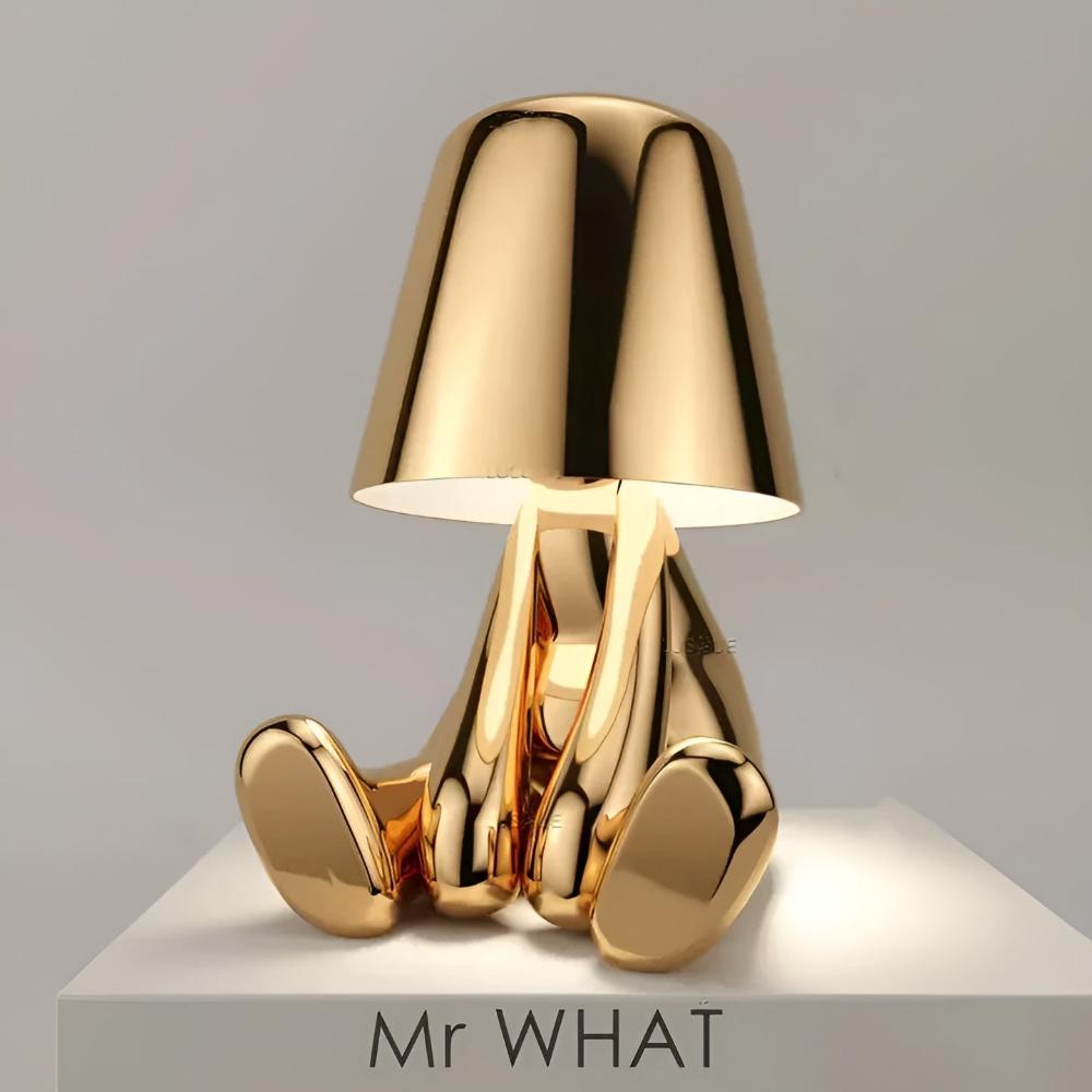 Gold Art Deco figurine table lamp cordless rechargeable warm ambient glow living room decor accent