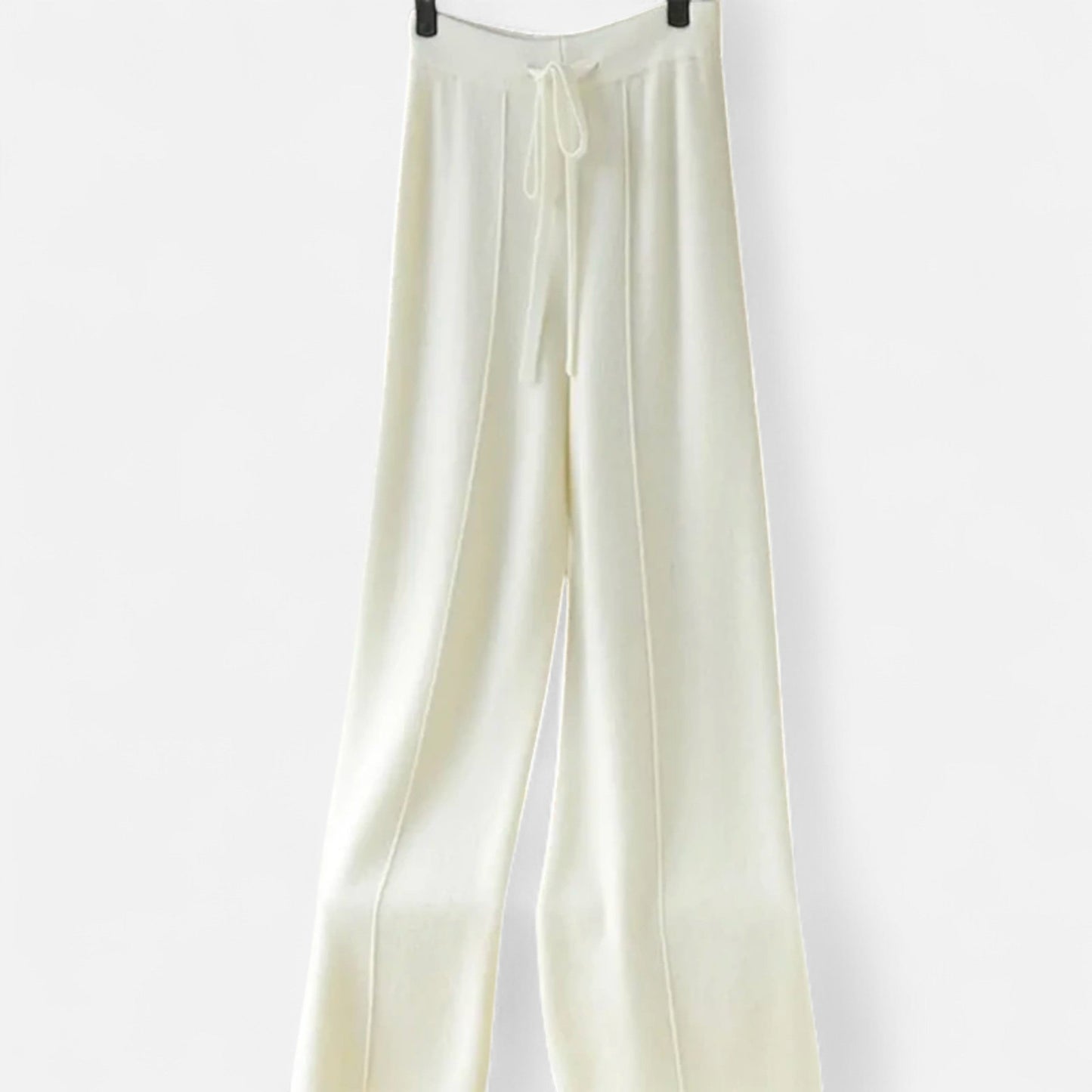 Women's cozy high-rise wide-leg trousers with adjustable drawstring waist for relaxed everyday style