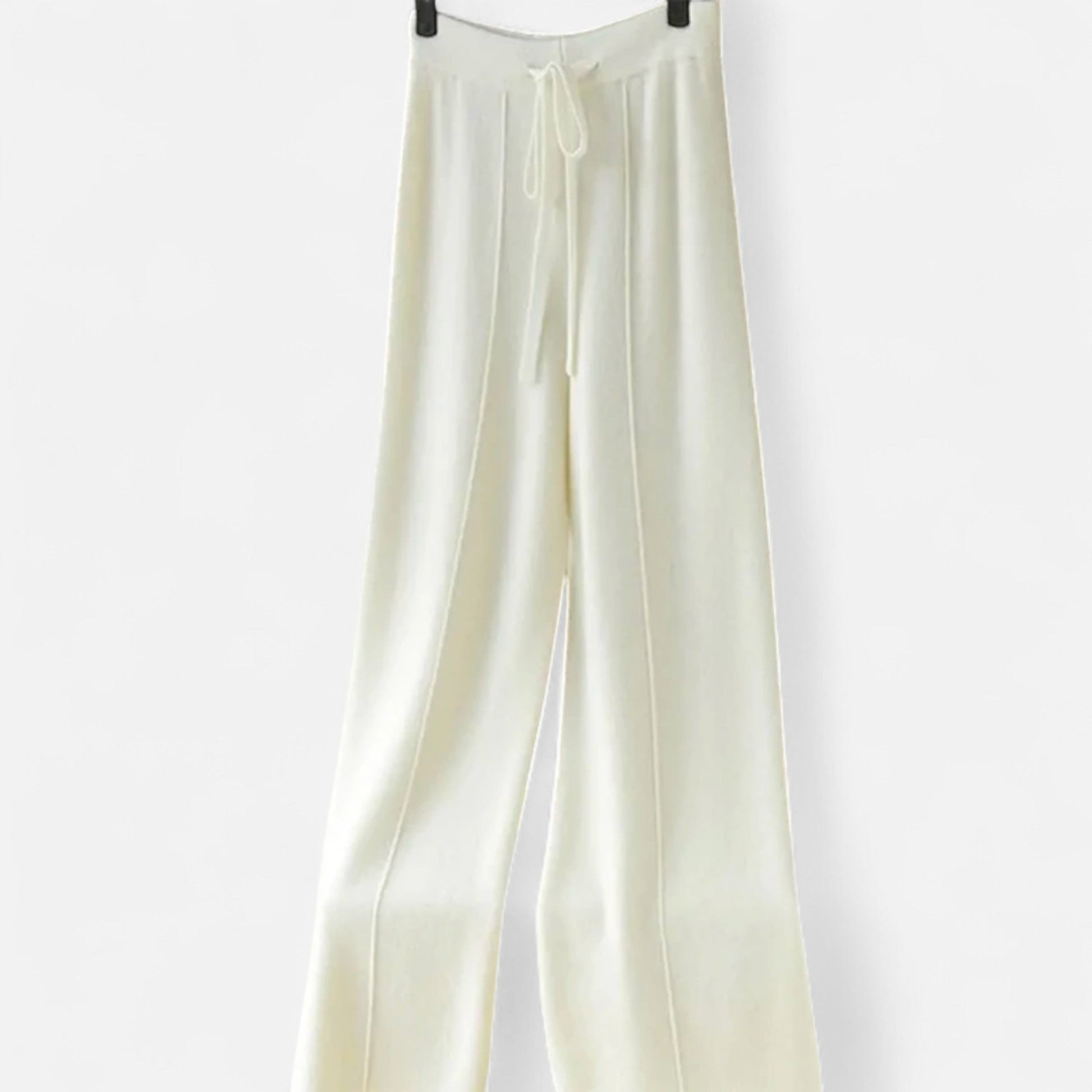 Women's cozy high-rise wide-leg trousers with adjustable drawstring waist for relaxed everyday style