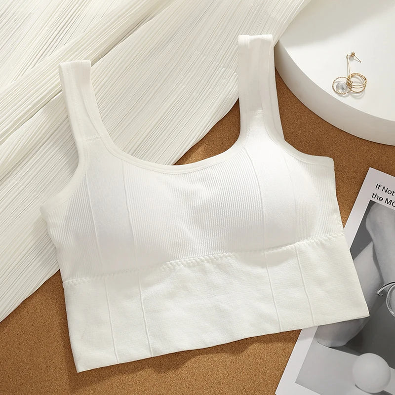 Black seamless ribbed longline sports bra with sculpted fit, full coverage, and zero ride-up design