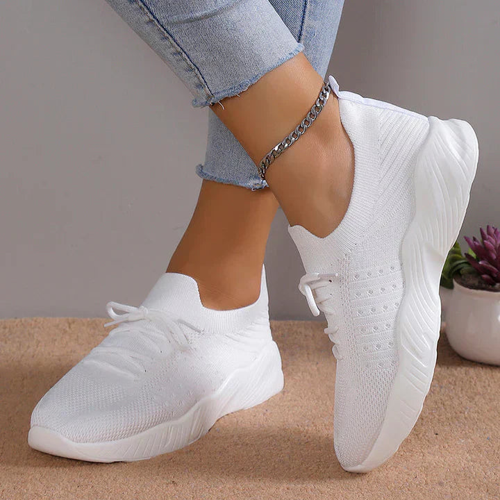 Women's Knittex ergonomic comfort shoes in neutral tones, casual athletic style with all-day support sole