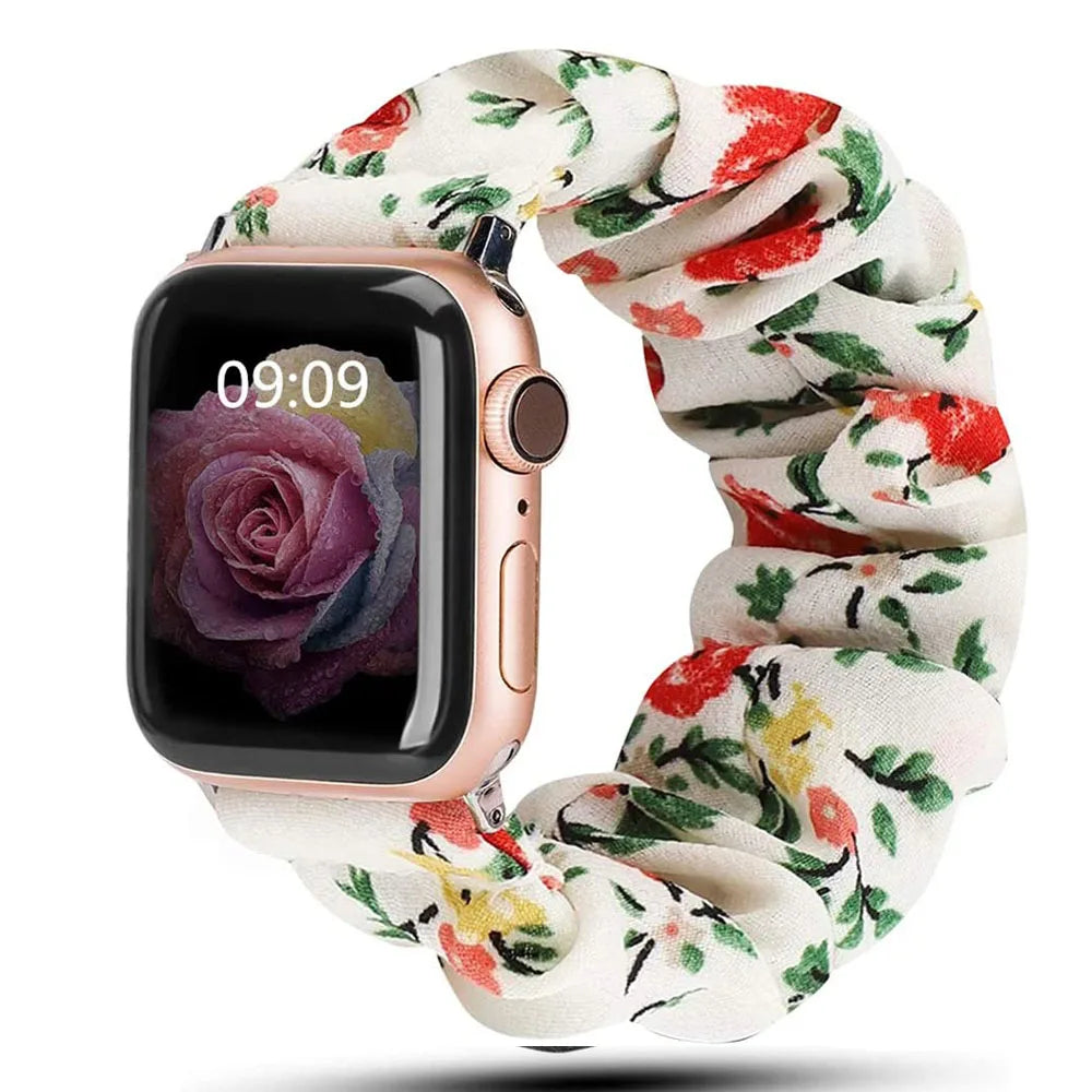 Bella scrunchie Apple Watch band soft-stretch nylon loop buckle-free breathable strap for women