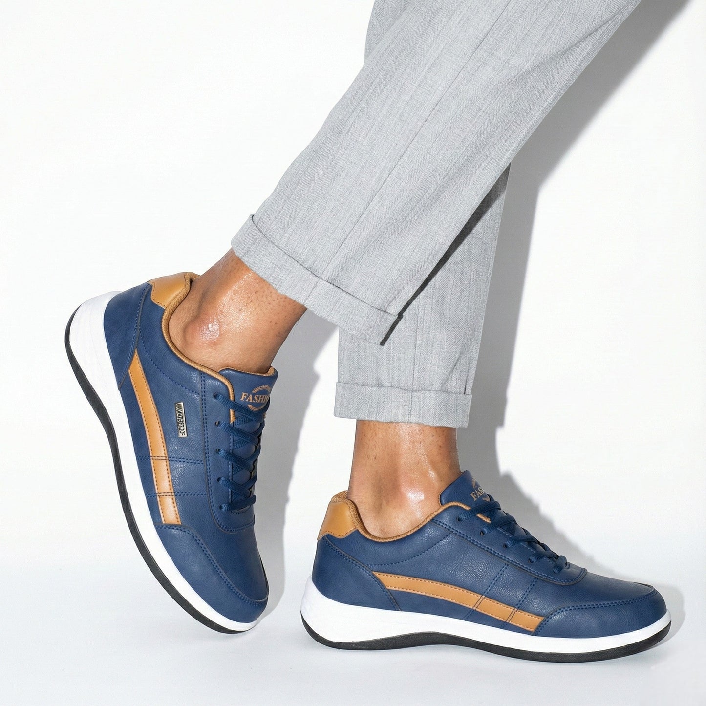 William men's premium leather athletic sneakers in minimalist silhouette with all-day office support