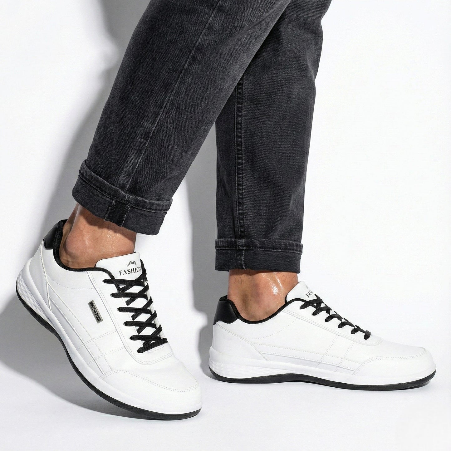 William men's premium leather athletic sneakers, minimalist silhouette, all-day comfort office style