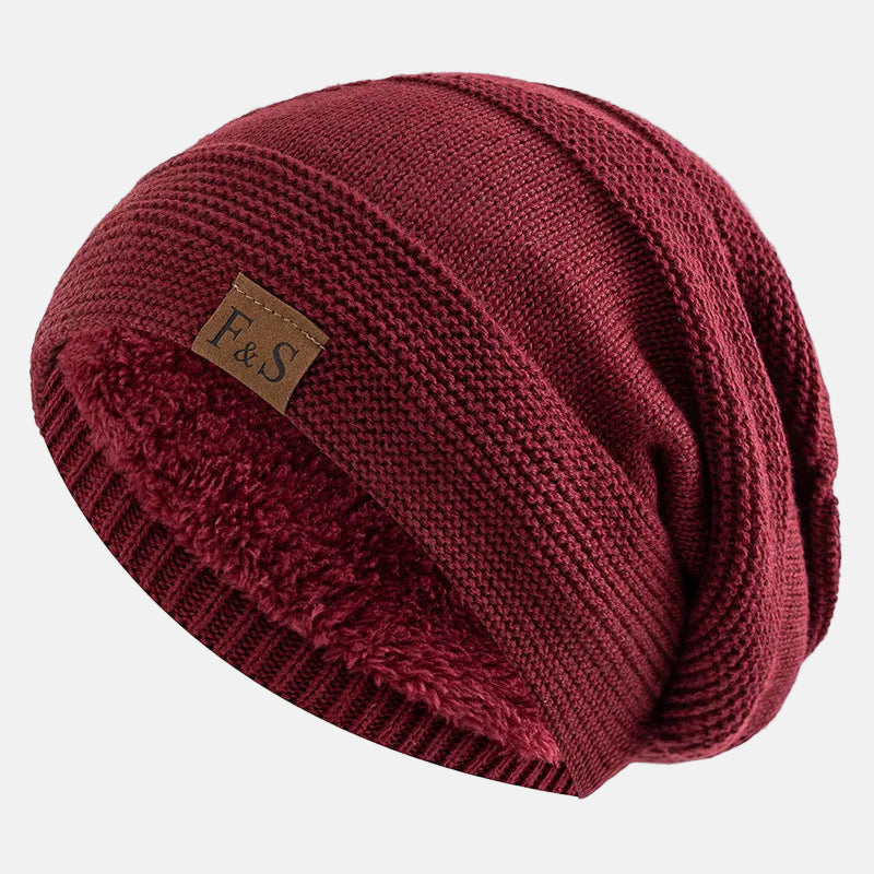 Henry fleece slouchy beanie with ribbed knit brim and soft fleece interior for winter warmth