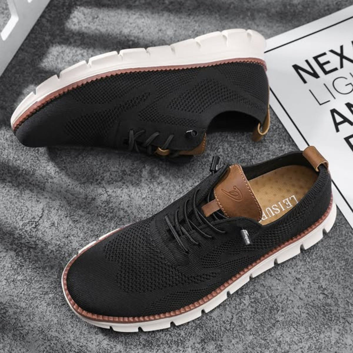 Men's lightweight knit sneakers with breathable mesh upper and cushioned midsole for all-day comfort