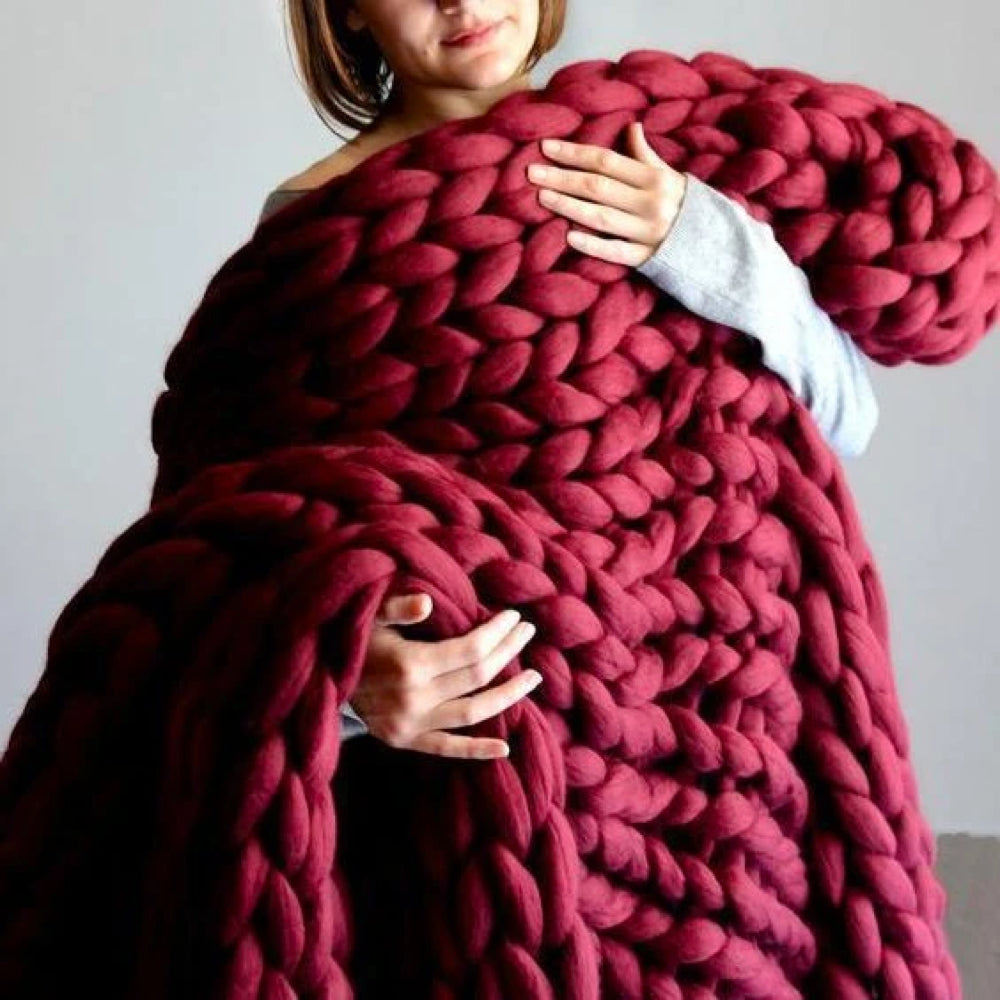 WinterWarm beginner wool knitting kit chunky thick blanket cozy winter extra-thick 100% wool