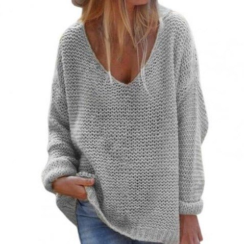 Women's casual pullover sweater chic relaxed-fit silhouette breathable fabric everyday style