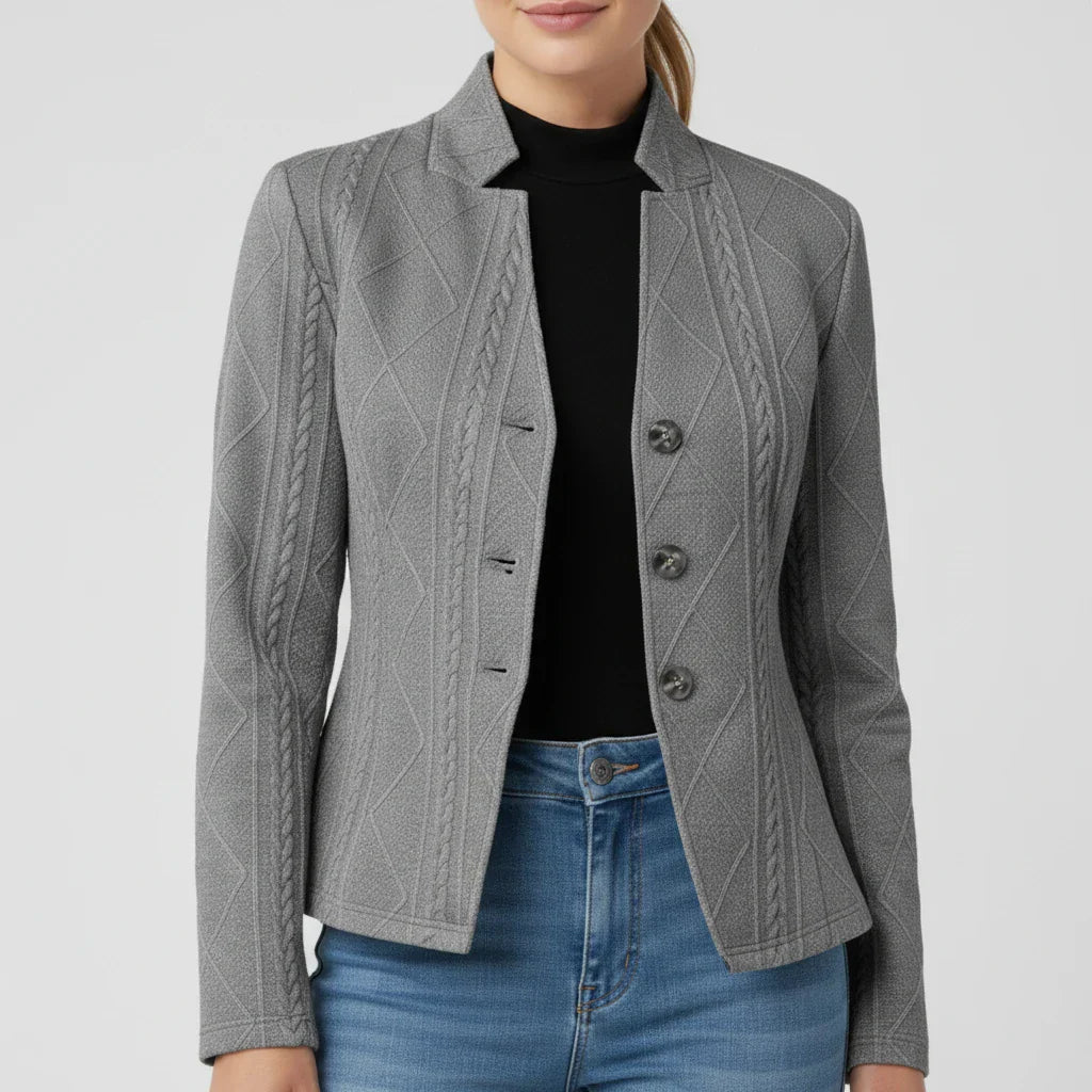 Women's fitted blazer jacket stand collar tailored silhouette workwear to dinner versatile layer