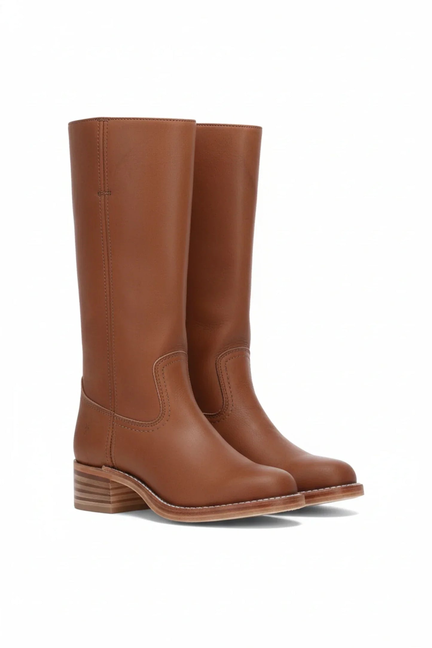 Women's black leather knee-high boots with sleek contemporary silhouette and timeless craftsmanship