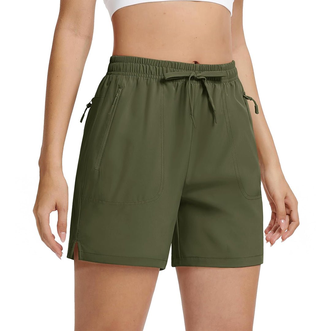 Women's 5-inch quick-dry hiking shorts UPF 50 lightweight stretch polyester with practical pockets