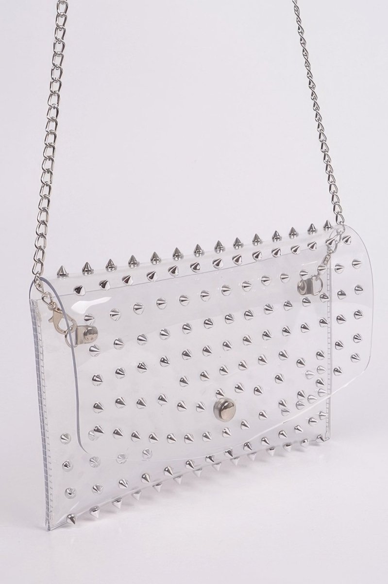 Women's Crystal Embellished Clear Clutch Crossbody Bag - Urbann-Vibe