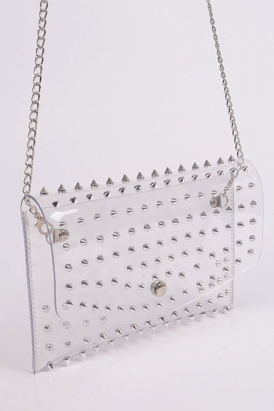 Women's Crystal Embellished Clear Clutch Crossbody Bag - Urbann-Vibe