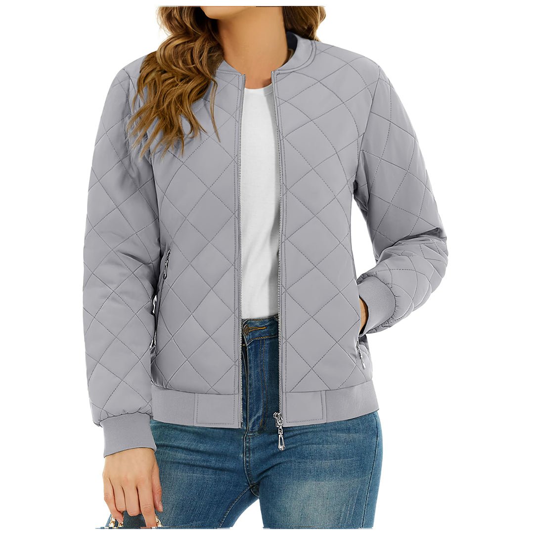 Women's lightweight diamond quilted bomber jacket casual everyday all-season versatile layer