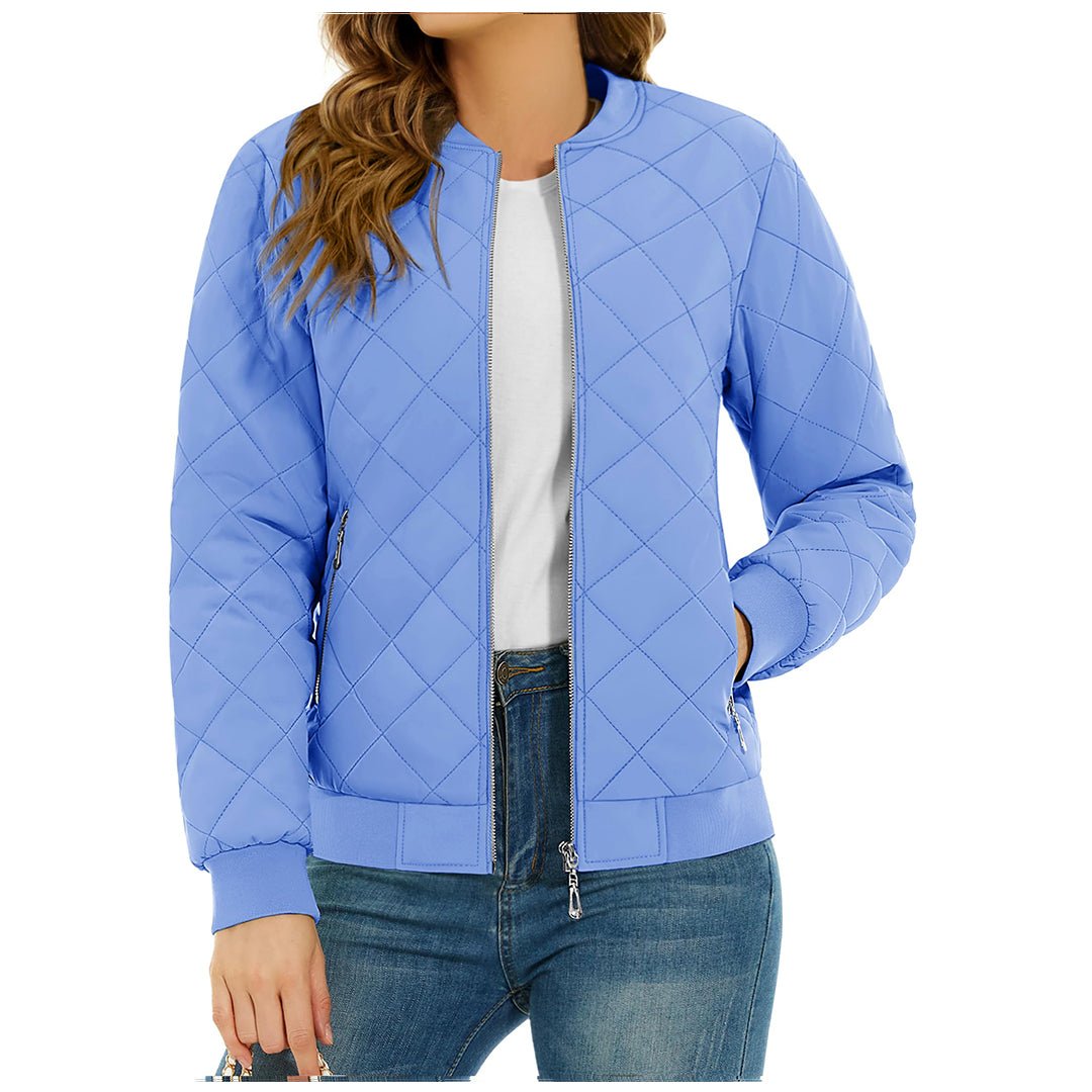 Women's lightweight diamond quilted bomber jacket casual everyday all-season versatile layer