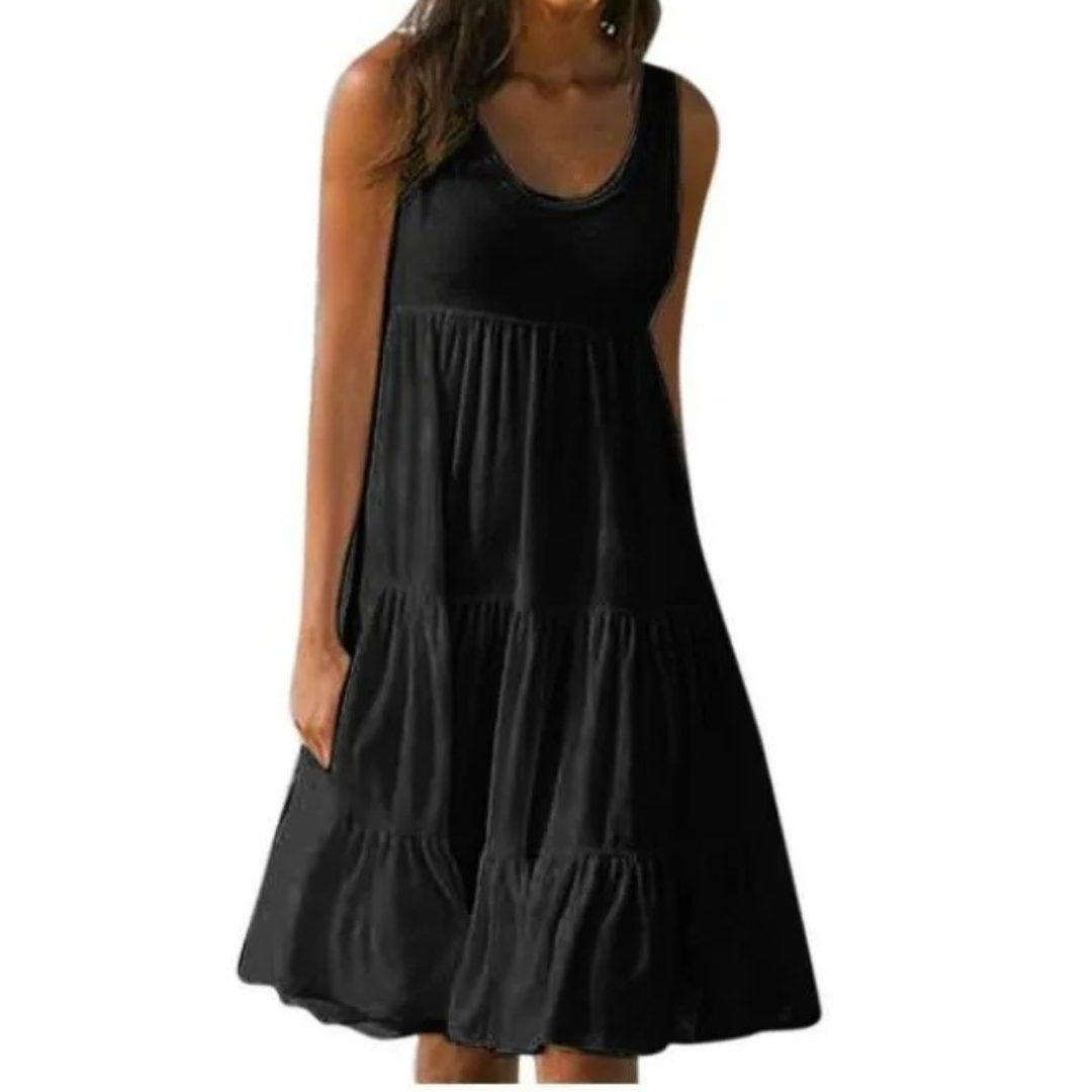Luna | Women's Sleeveless Tiered Midi Dress Boho Summer