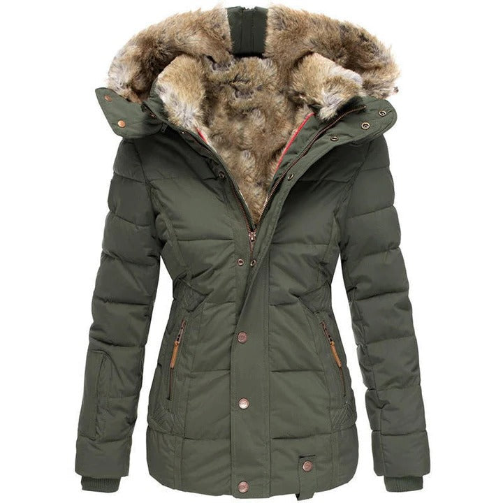 Women's moisture-repellent fleece coat with soft inner lining, weather-ready everyday outerwear