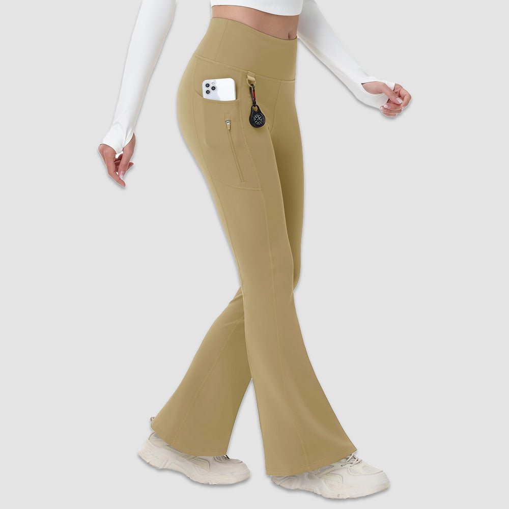 Women's fleece lined flare leggings waterproof windproof black with side pockets winter outdoor style