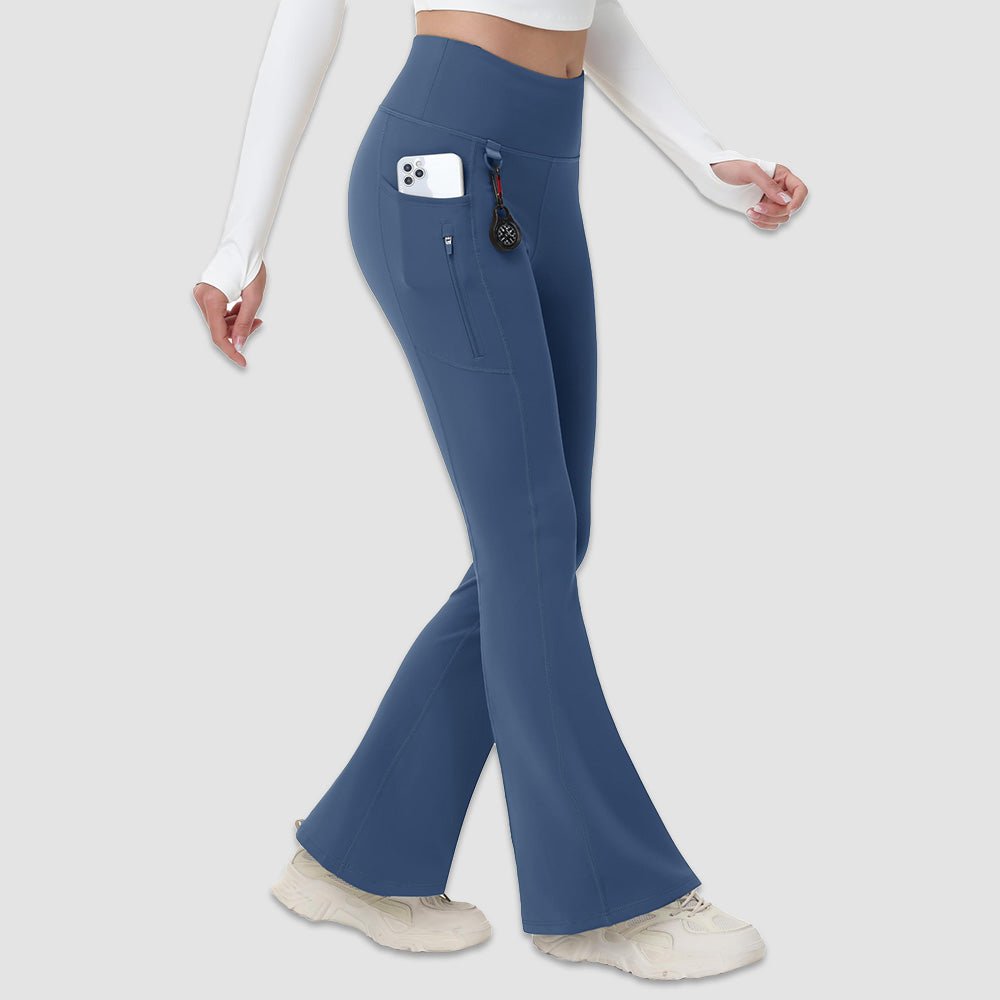 Women's fleece lined flare leggings waterproof windproof with side pockets for cold weather outdoor style