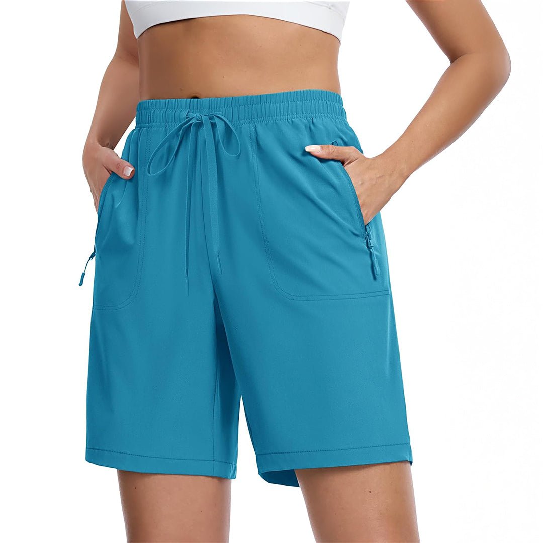 Women's lightweight quick-dry hiking shorts with pockets, 8-inch inseam, breathable active outdoor fit