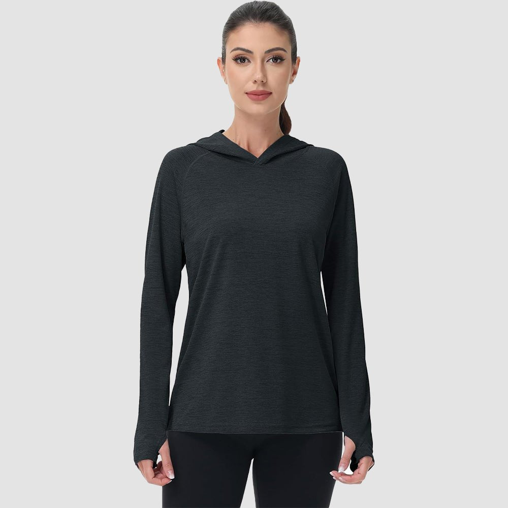 Mint UPF 50+ women's lightweight hoodie with thumb holes, quick-dry fabric for outdoor activities