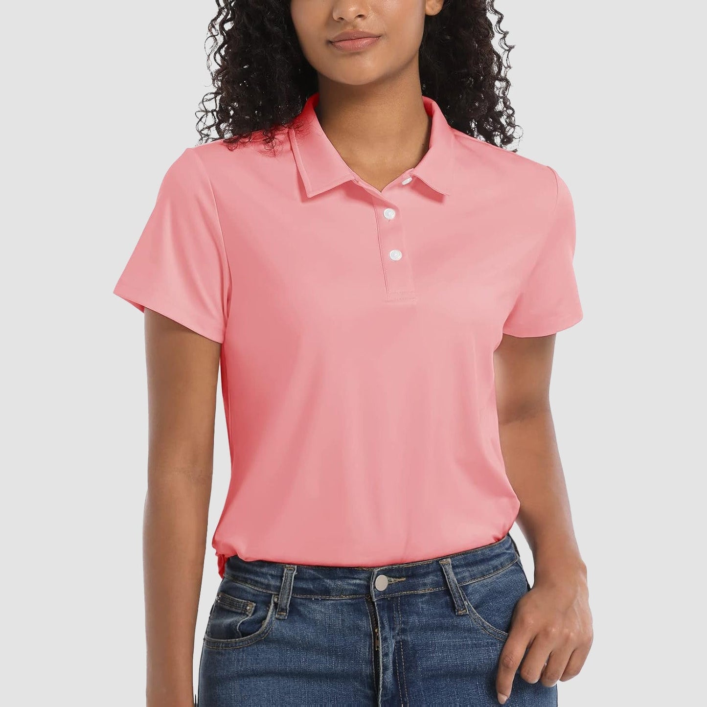 Women's UPF 50+ polo shirt lightweight quick-dry breathable sun protection for outdoor activities