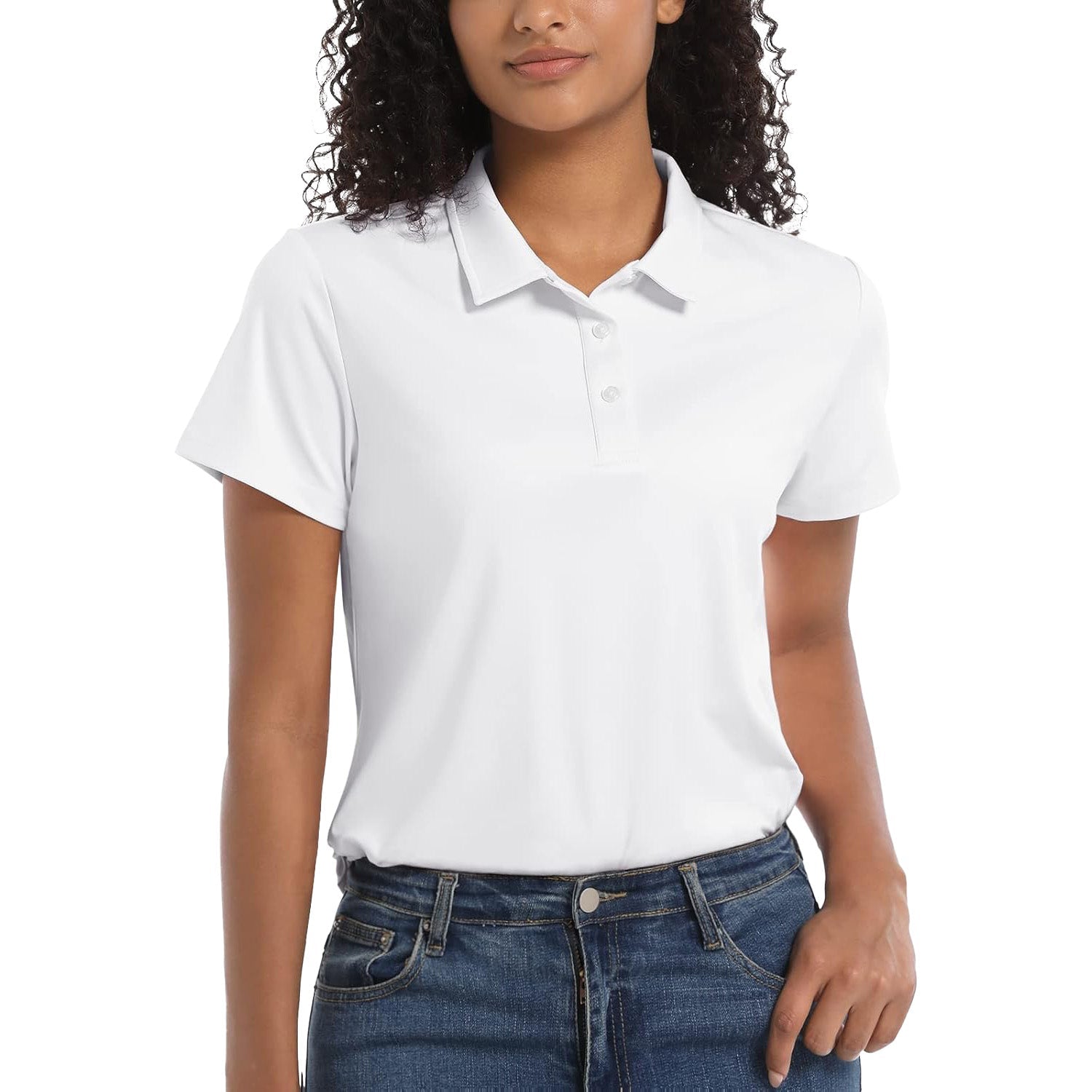 Women's lightweight quick-dry UPF 50+ polo shirt, breathable stretch fabric for outdoor activities