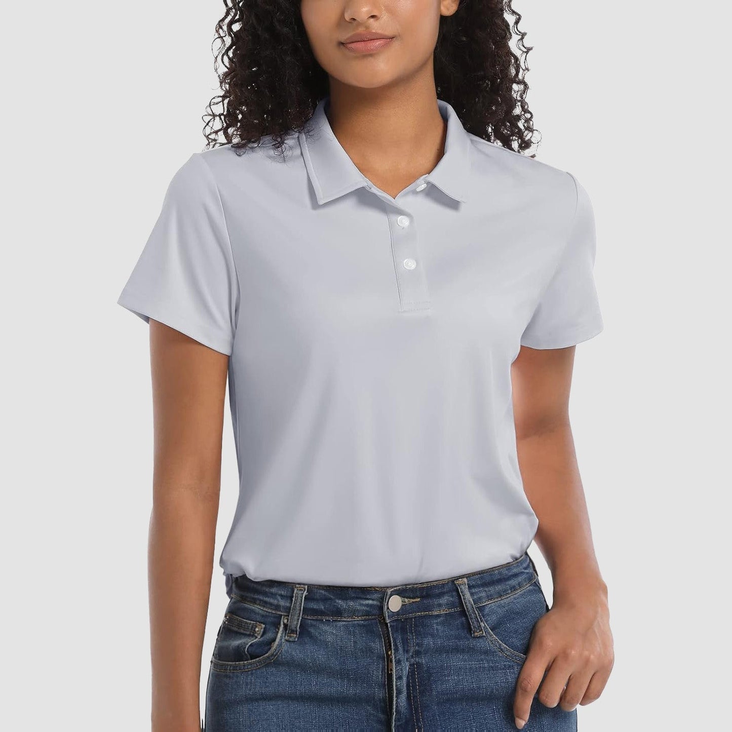 Women's UPF 50+ polo shirt lightweight quick-dry breathable sun protection for outdoor activities