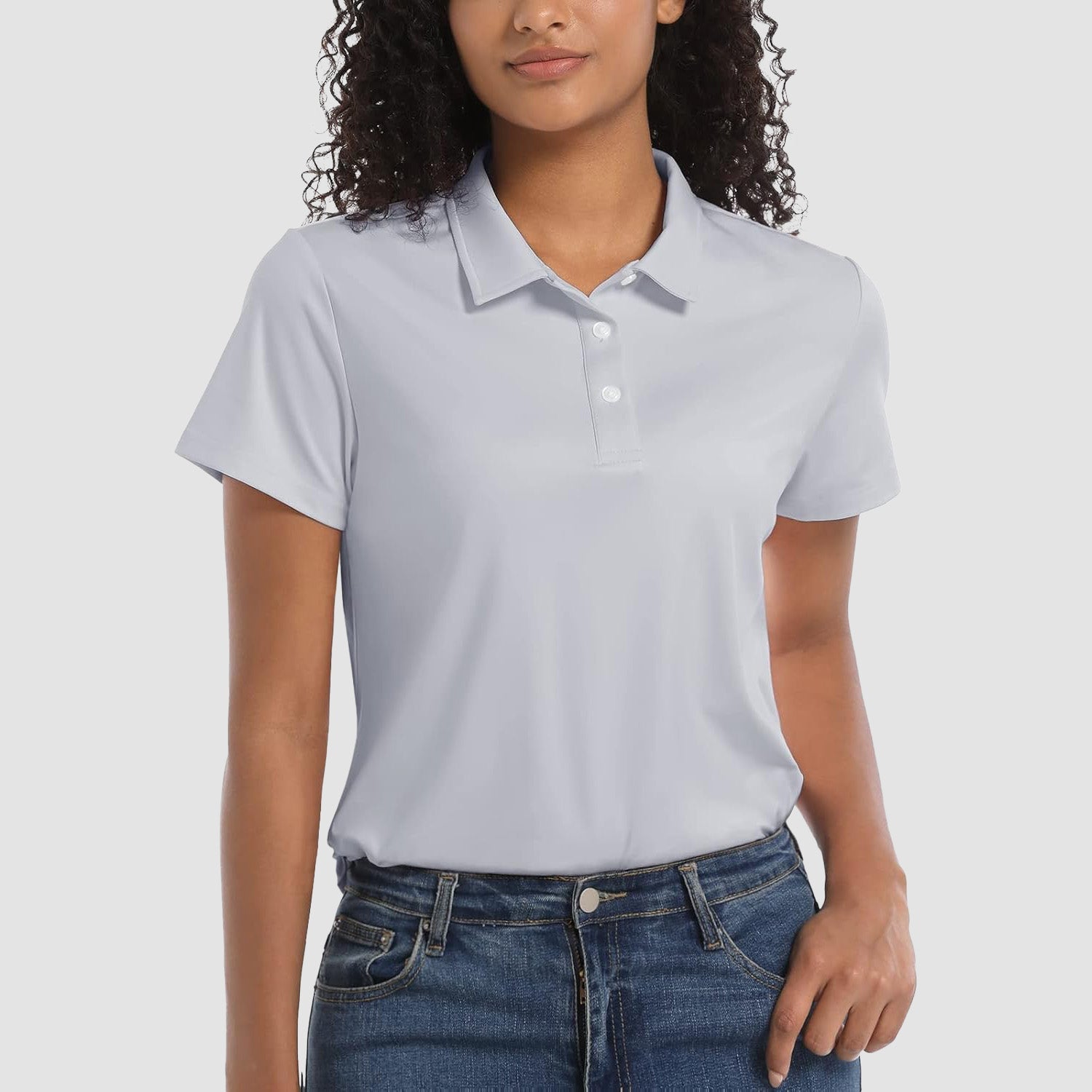 Women's UPF 50+ polo shirt lightweight quick-dry breathable sun protection for outdoor activities