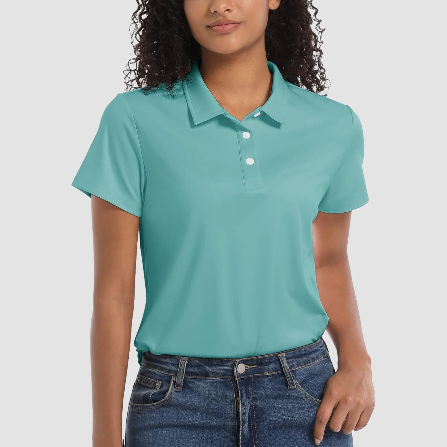 Women's UPF 50+ polo shirt lightweight quick-dry breathable sun protection for outdoor activities