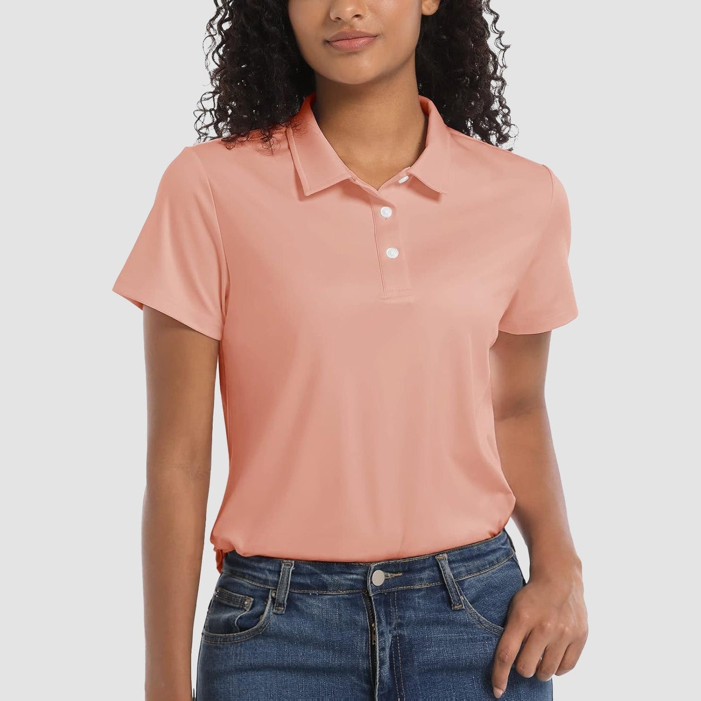 Women's UPF 50+ polo shirt lightweight quick-dry breathable fabric for outdoor sun protection