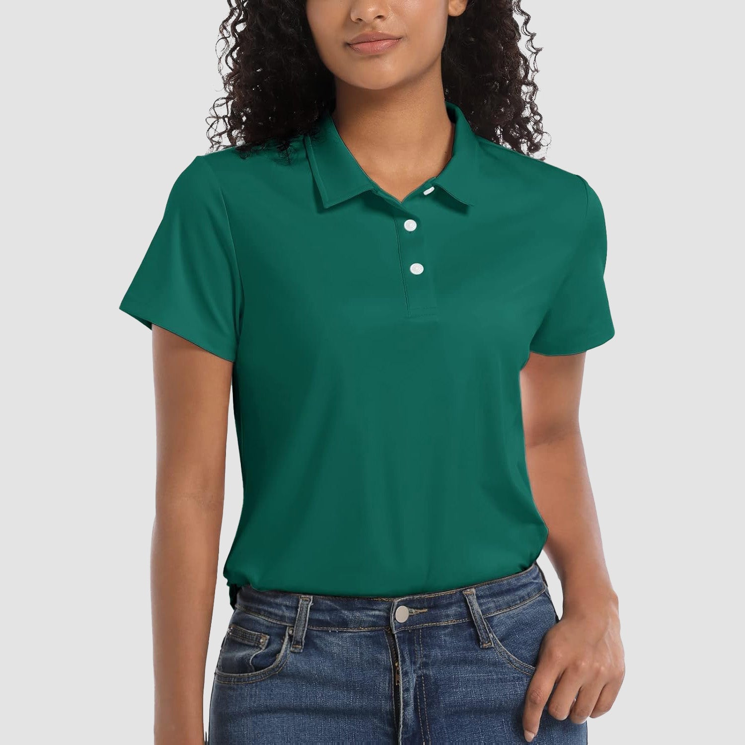 Women's UPF 50+ polo shirt lightweight quick-dry breathable sun protection for outdoor activities