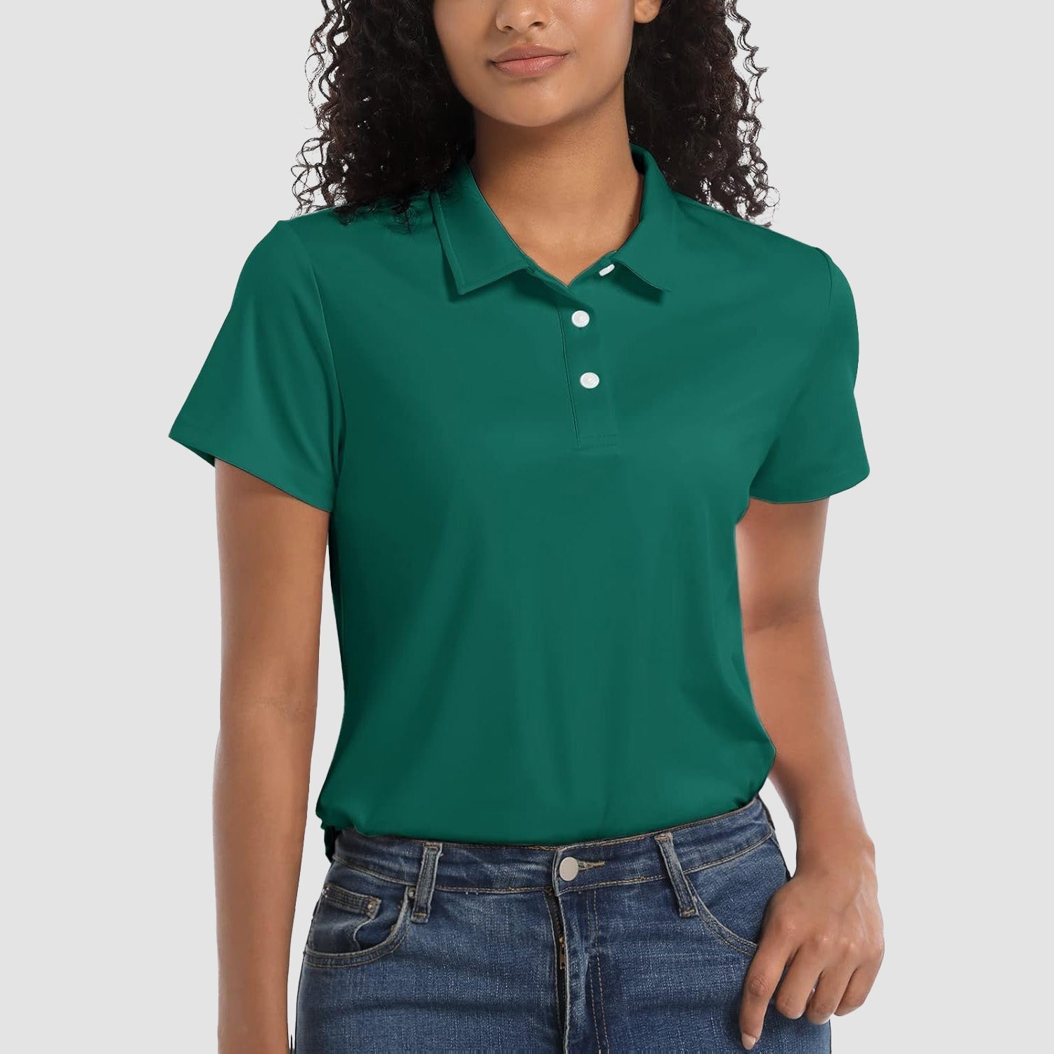 Women's UPF 50+ polo shirt lightweight quick-dry breathable sun protection for outdoor activities