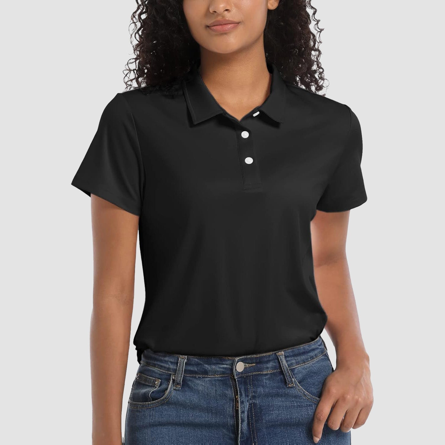 Women's UPF 50+ polo shirt lightweight quick-dry breathable stretch fabric for outdoor activities