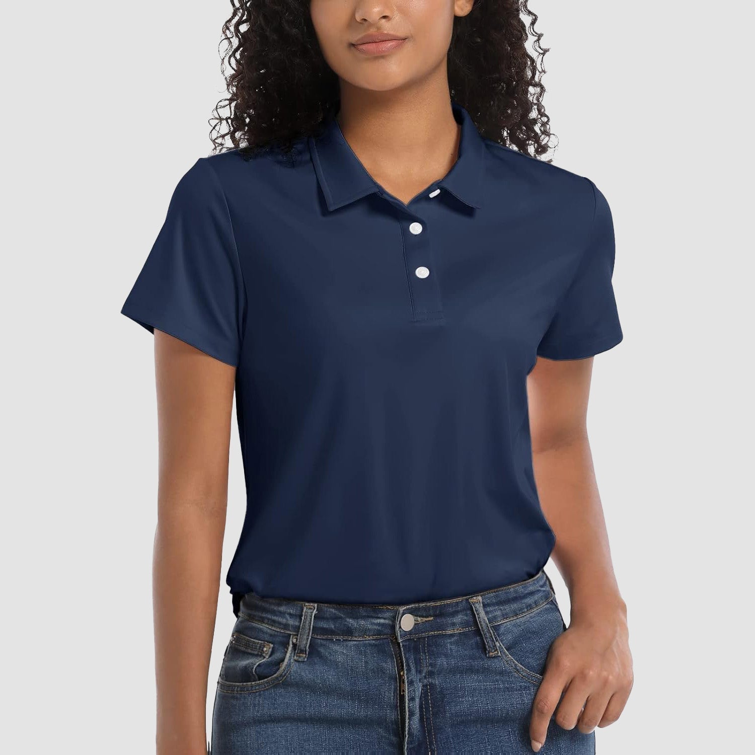 Women's UPF 50+ polo shirt lightweight quick-dry stretch fabric sun protection outdoor activewear