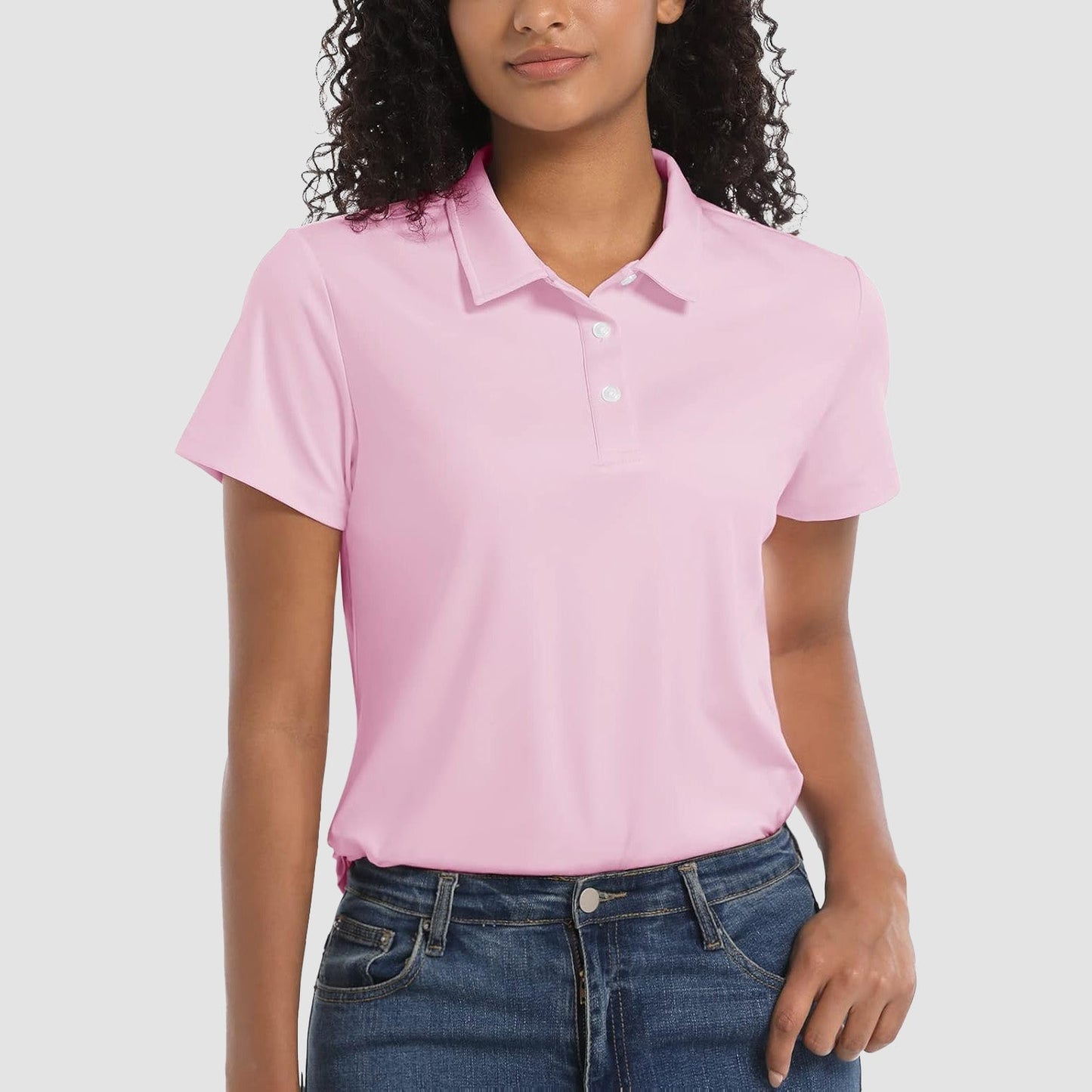Women's UPF 50+ polo shirt lightweight quick-dry breathable sun protection top for outdoor activities