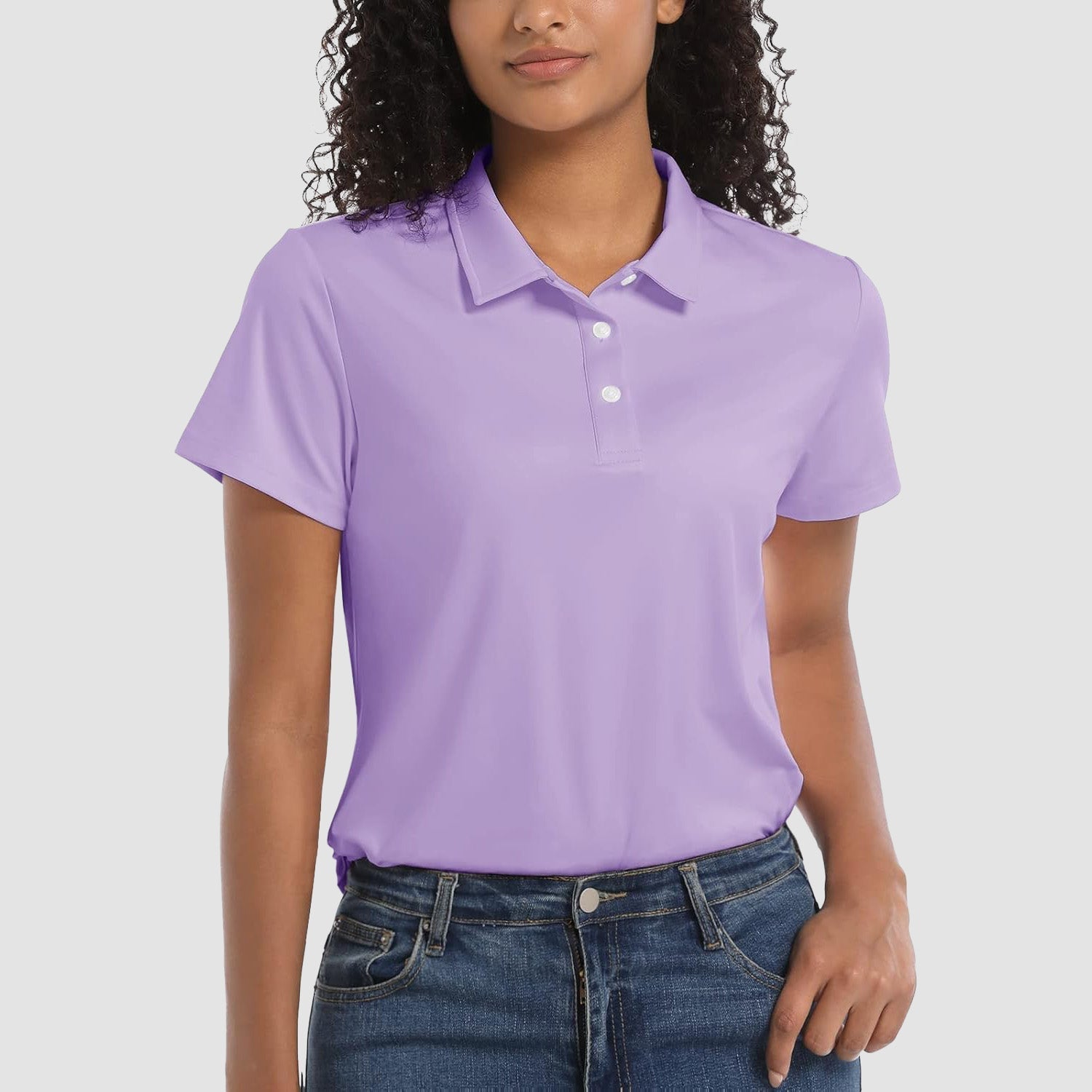 Women's UPF 50+ polo shirt lightweight quick-dry stretch fabric sun protection outdoor activewear