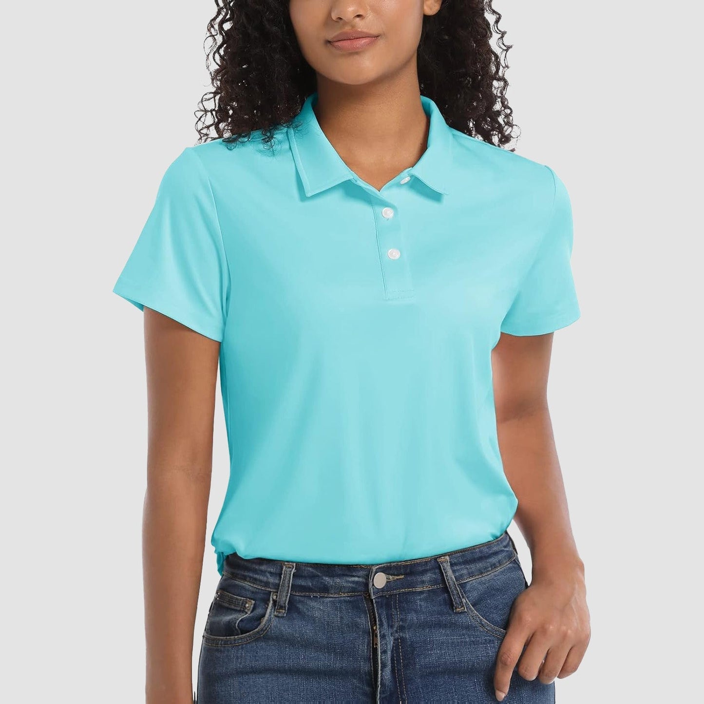 Women's UPF 50+ polo shirt lightweight quick-dry breathable sun protection for outdoor activities