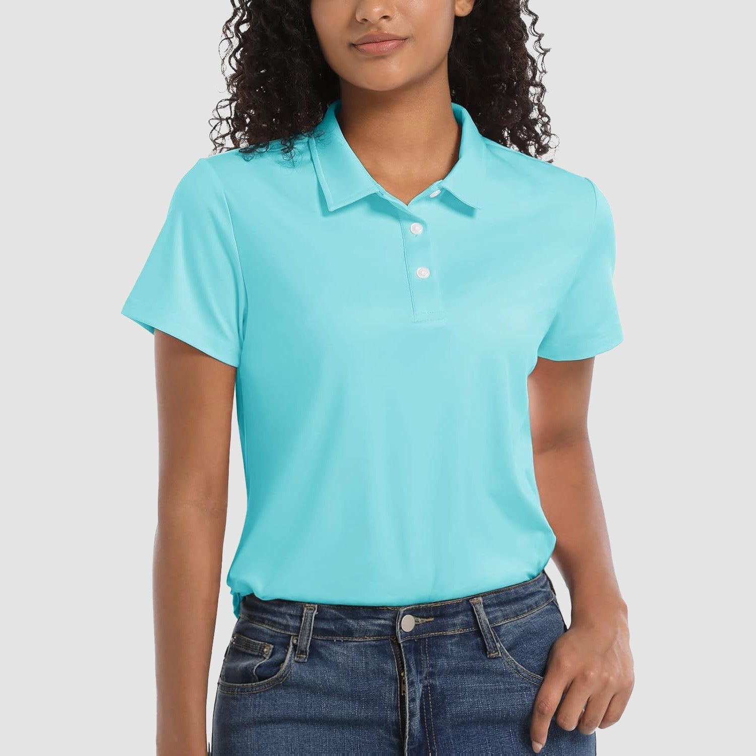 Women's UPF 50+ polo shirt lightweight quick-dry breathable sun protection for outdoor activities