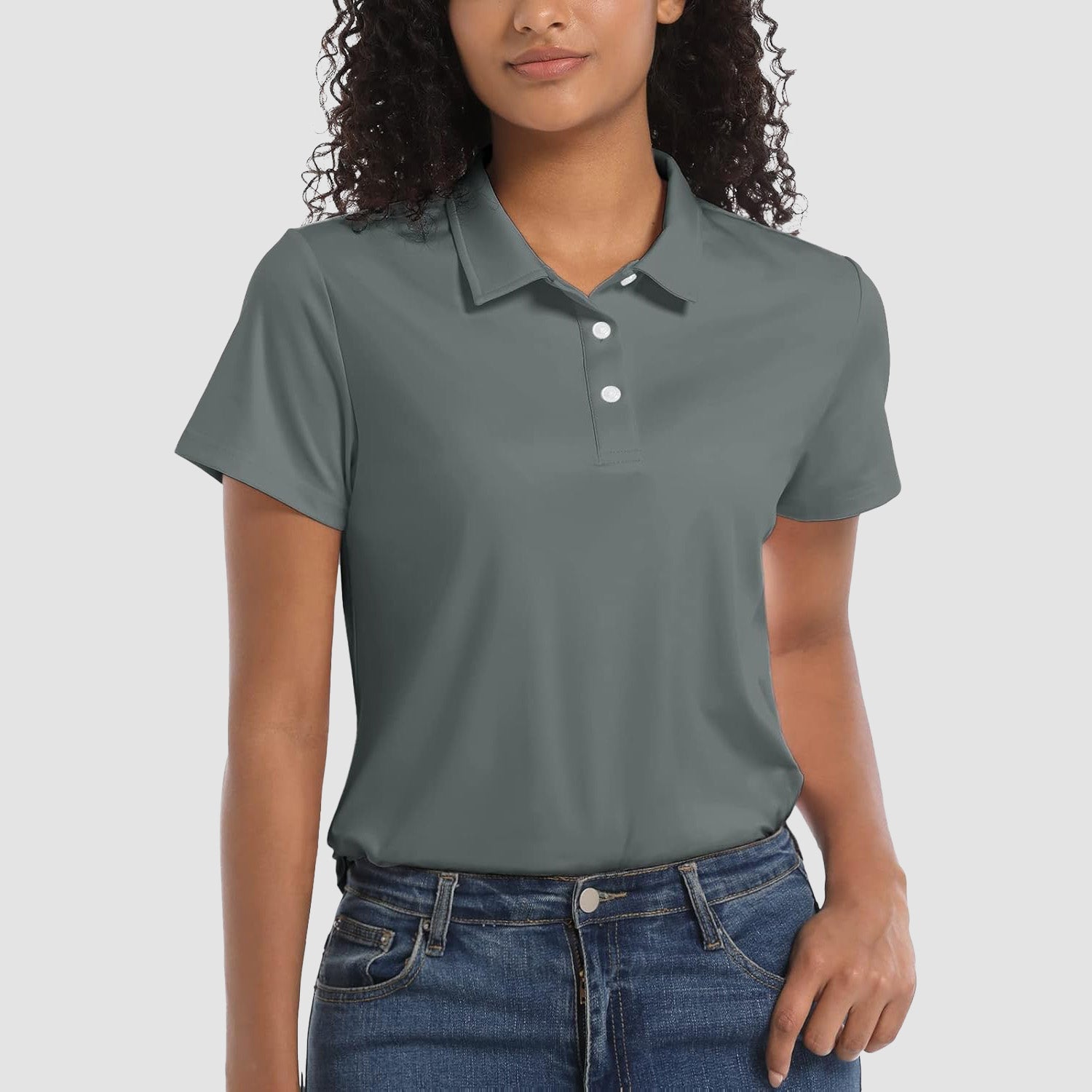 Women's UPF 50+ polo shirt lightweight quick-dry breathable sun protection for outdoor activities